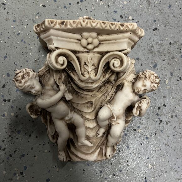 Vintage Cherubs Angels 3D Wall Shelf Ornate Hanging 7.5”Sasa Made In Italy